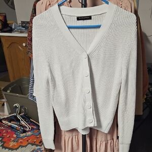 New York & Company White Cardigan Sweater